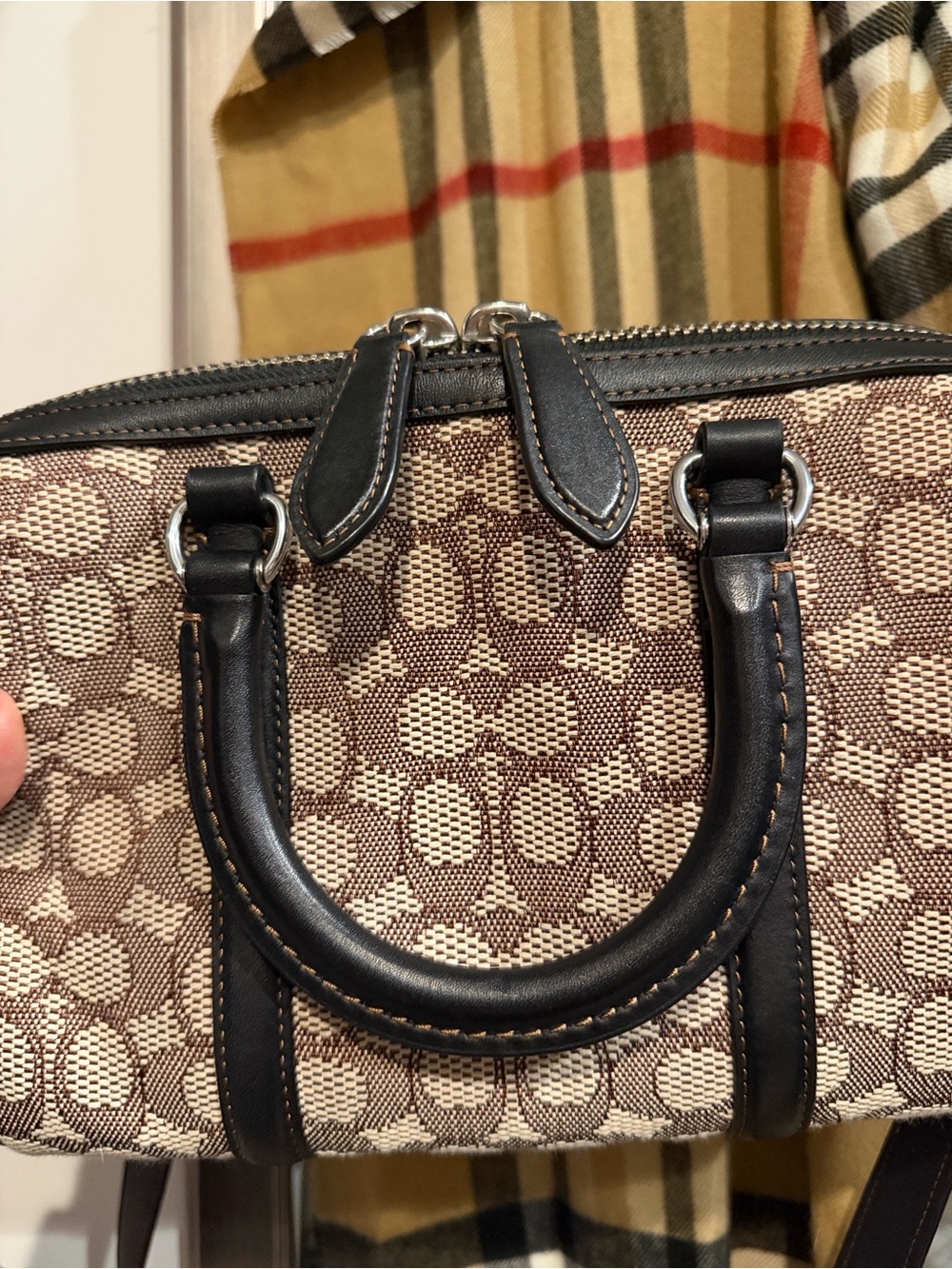 Coach Ruby Satchel 25 Brown Signature Canvas Satchel with Black Trim - Picture 2 of 7
